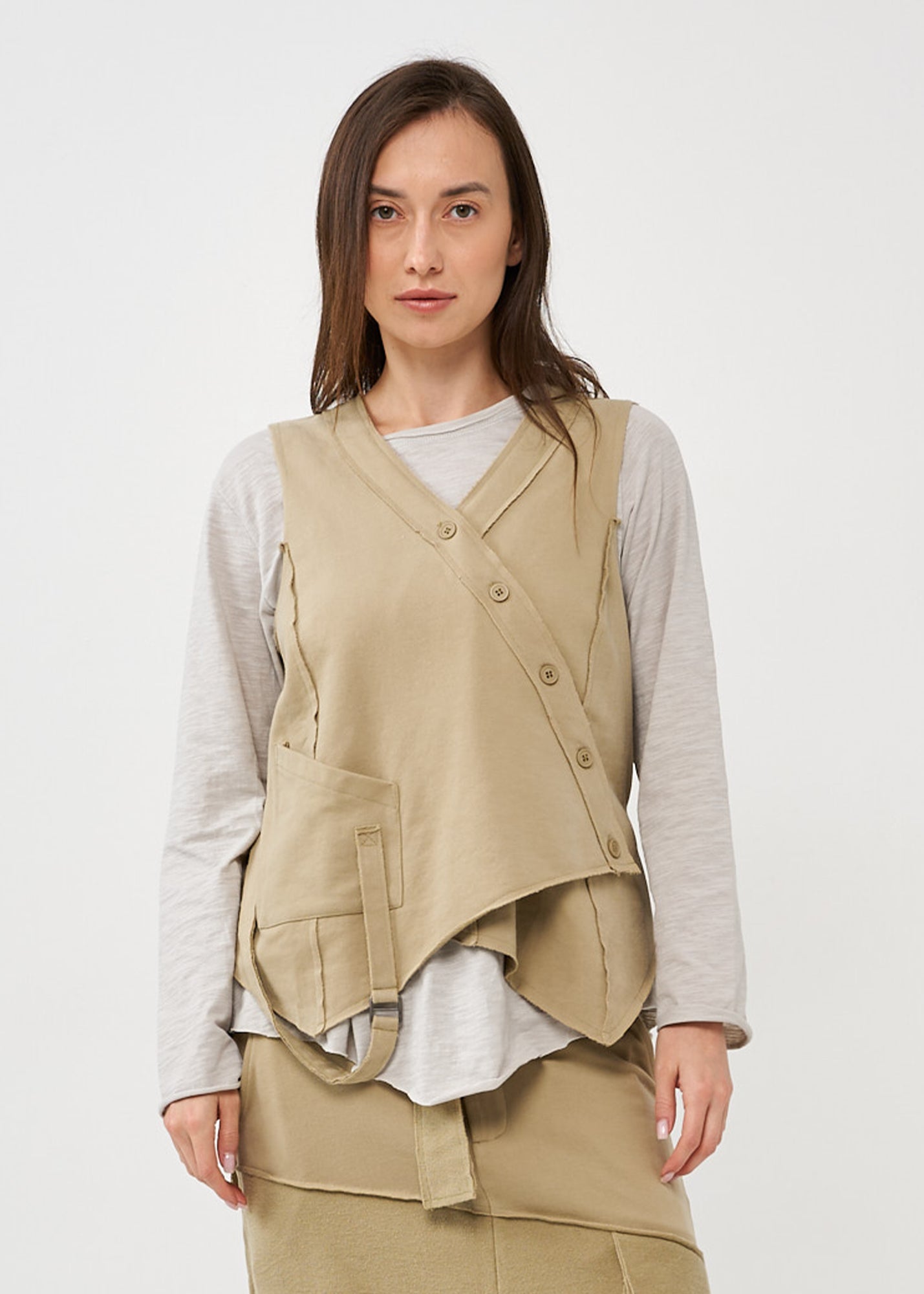 Green French terry buttoned vest
