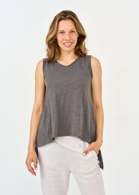 Dark gray key and long back tank top - 00