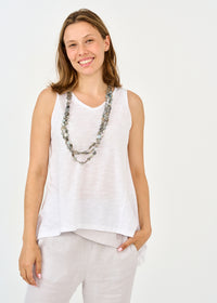 Long white V-neck top - 00