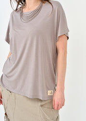 Gray kimono sleeve short shirt