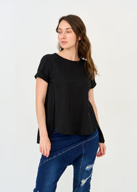 Rounded front short sleeve shirt and black cutouts - 00