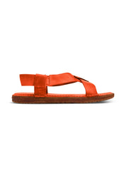 Orange X-strap flat leather sandals