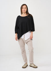 Black oversized 3/4 sleeve bat shirt