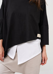 Black oversized 3/4 sleeve bat shirt
