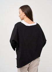 Black oversized 3/4 sleeve bat shirt