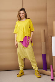 High leather sandals with yellow straps