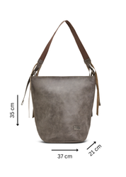 תיק עור באקט רצועה מתכווננת אפור