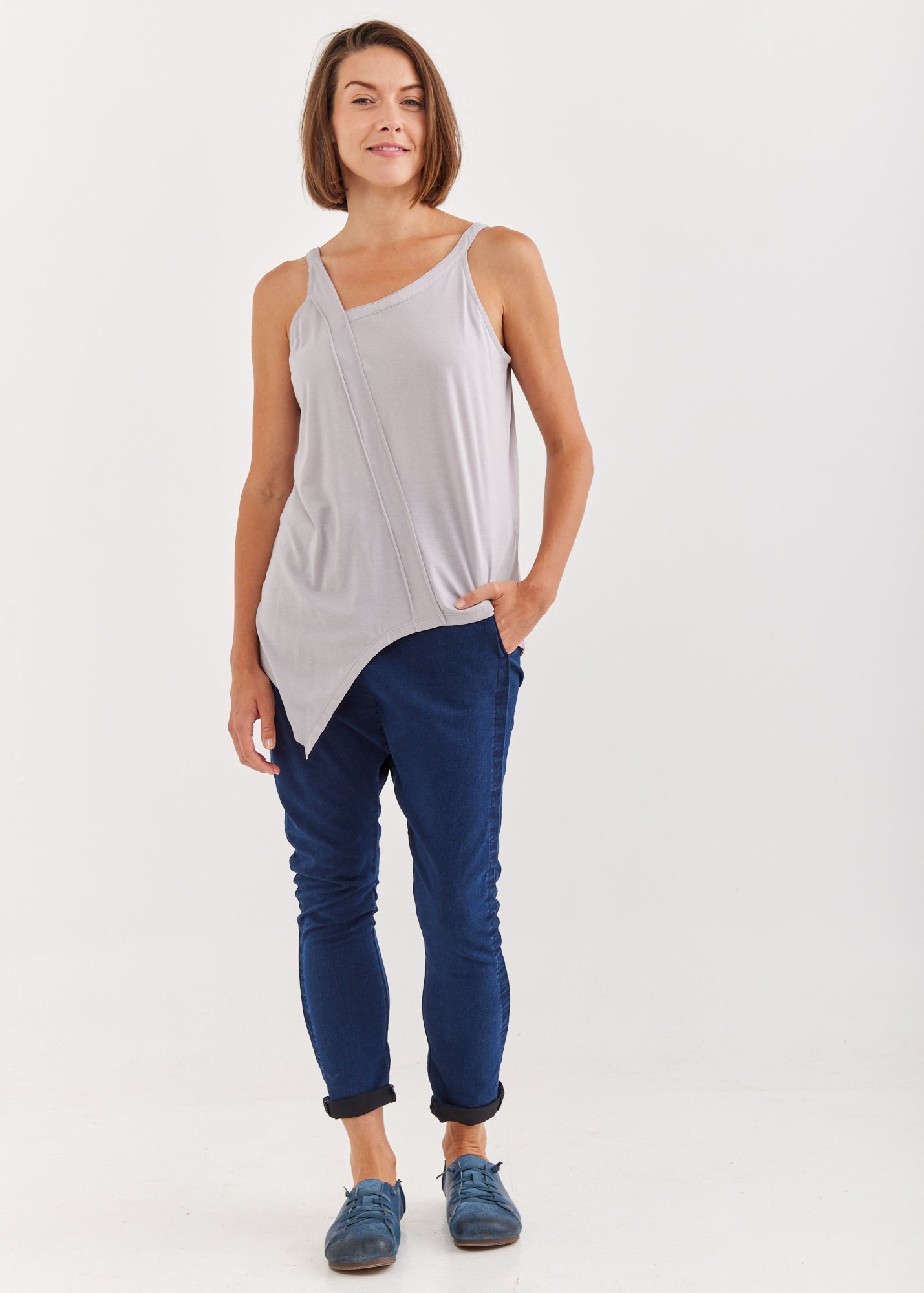 Gray spaghetti strap thick tank top