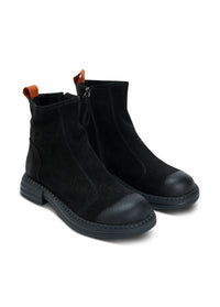 Wash soft leather ankle boots with black zipper - 36