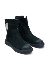 Black inner fur leather boots - 36