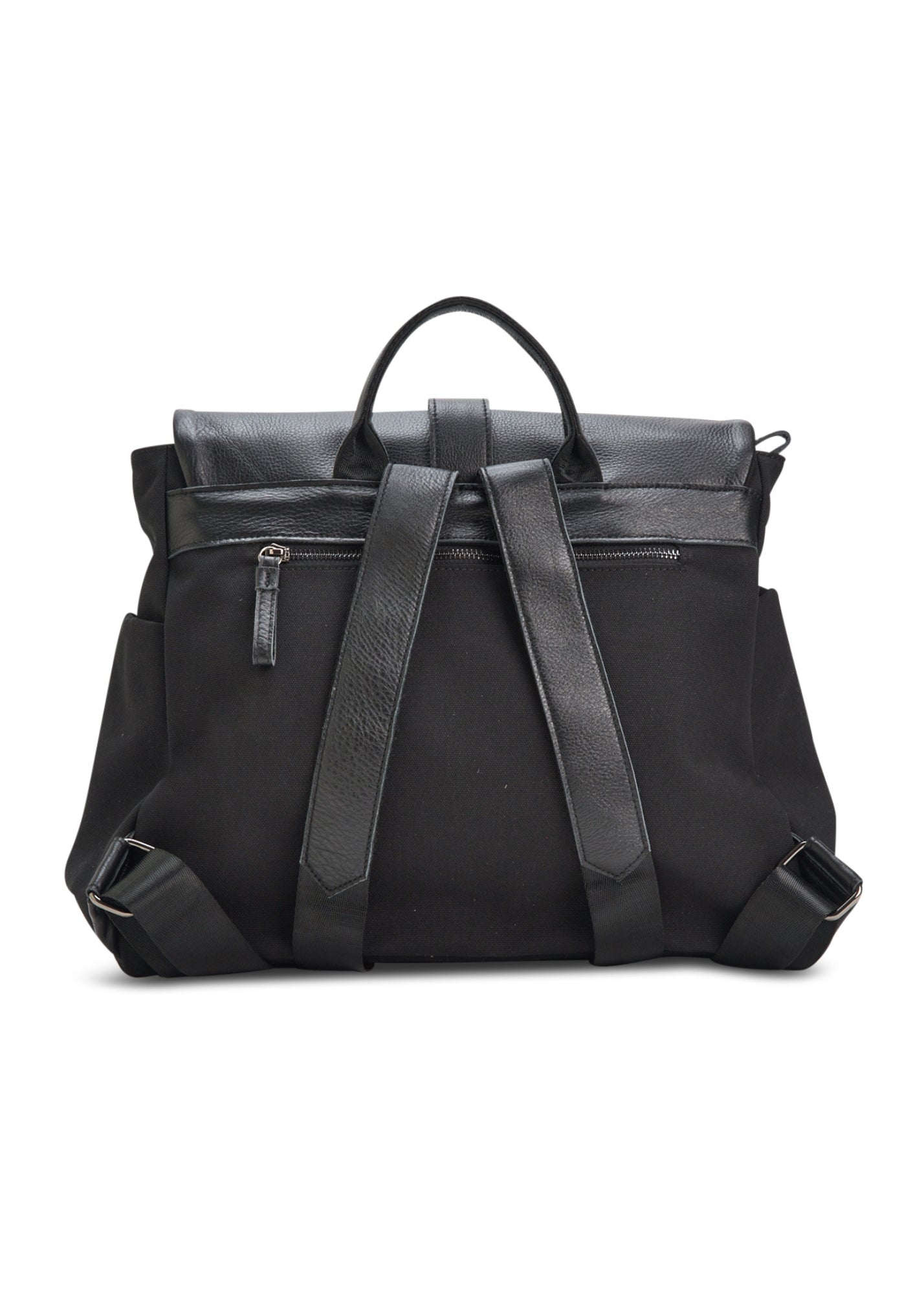 Black leather clafa canvas backpack