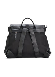 Black leather clafa canvas backpack