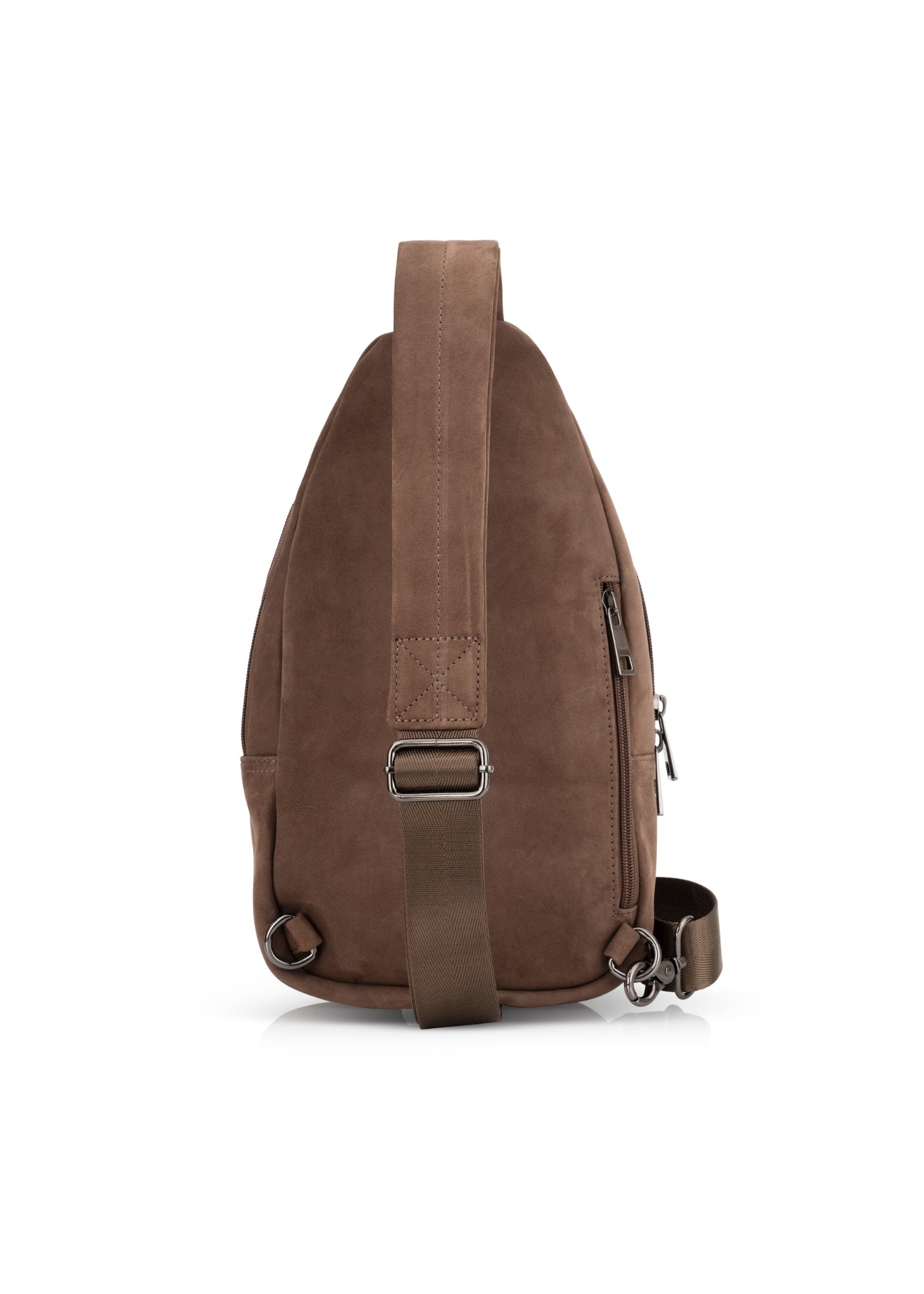 Brown diagonal back leather bag