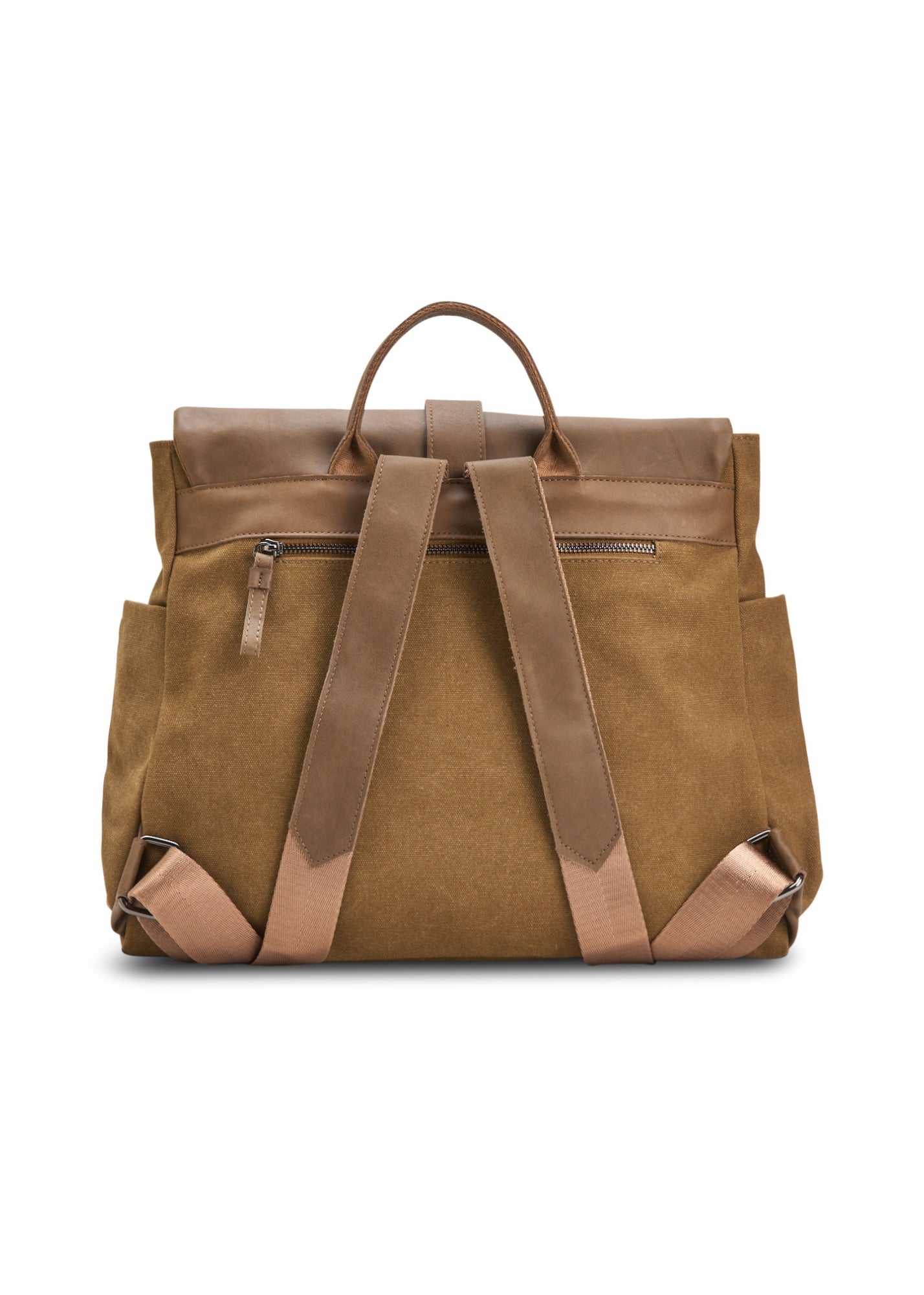 Brown Leather Clafa Canvas Backpack