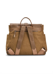 Brown Leather Clafa Canvas Backpack
