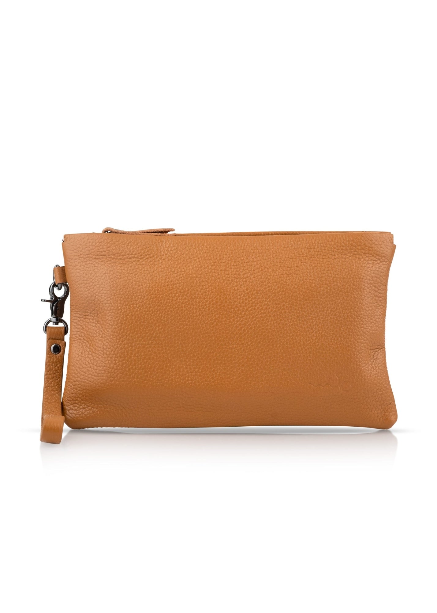 Leather evening bag with compartments for cards yellow