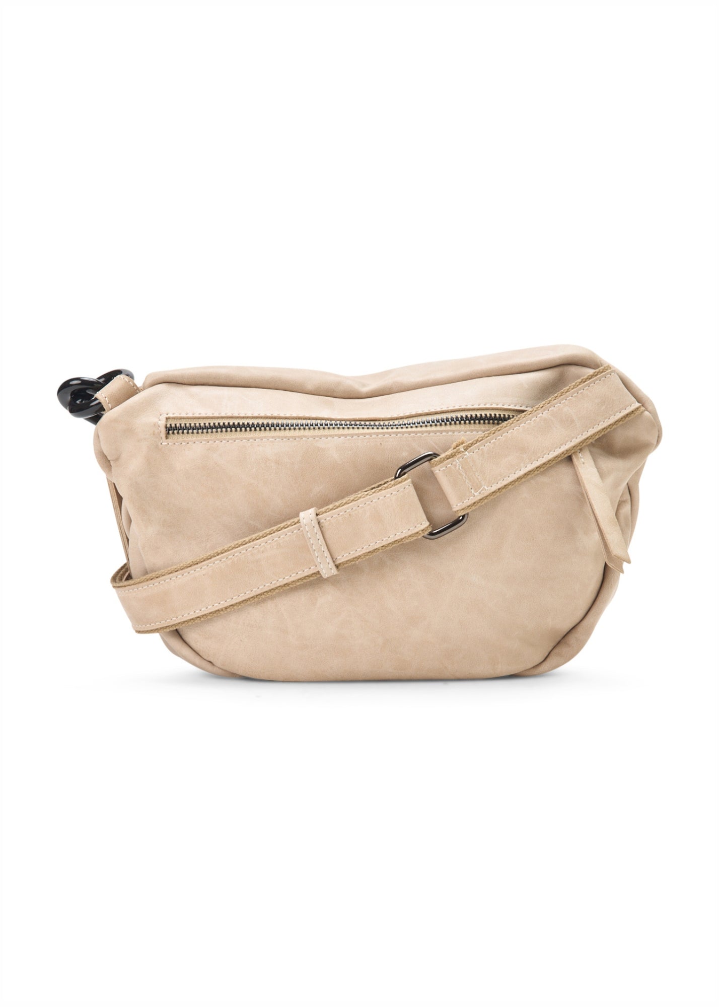 Small leather bag strap with a combination of beige links