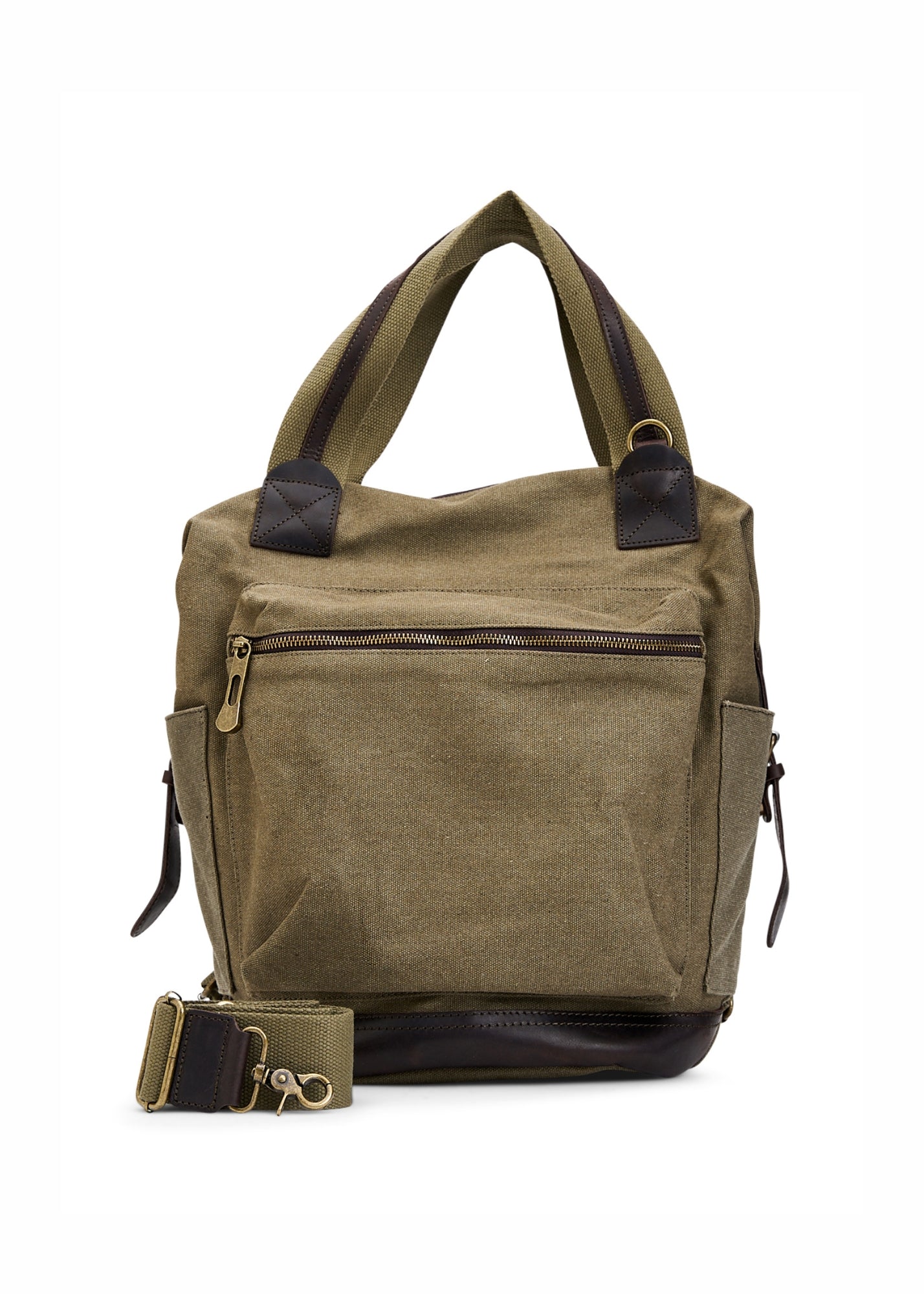 Green large front pocket canvas backpack