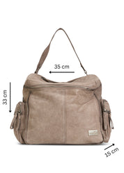 Coffee top zip leather backpack