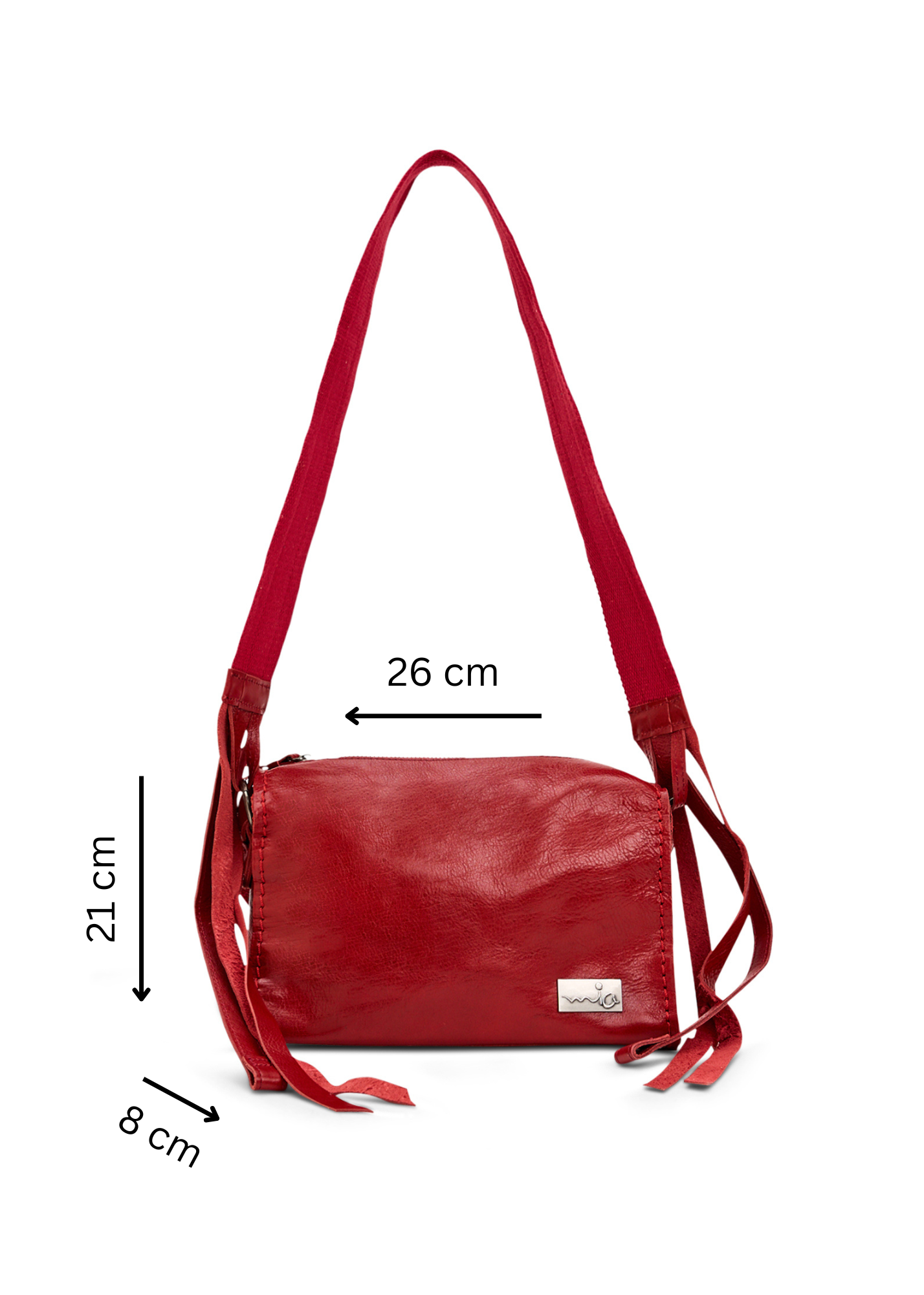 תיק עור מלבני רצועת מתכווננת אדום