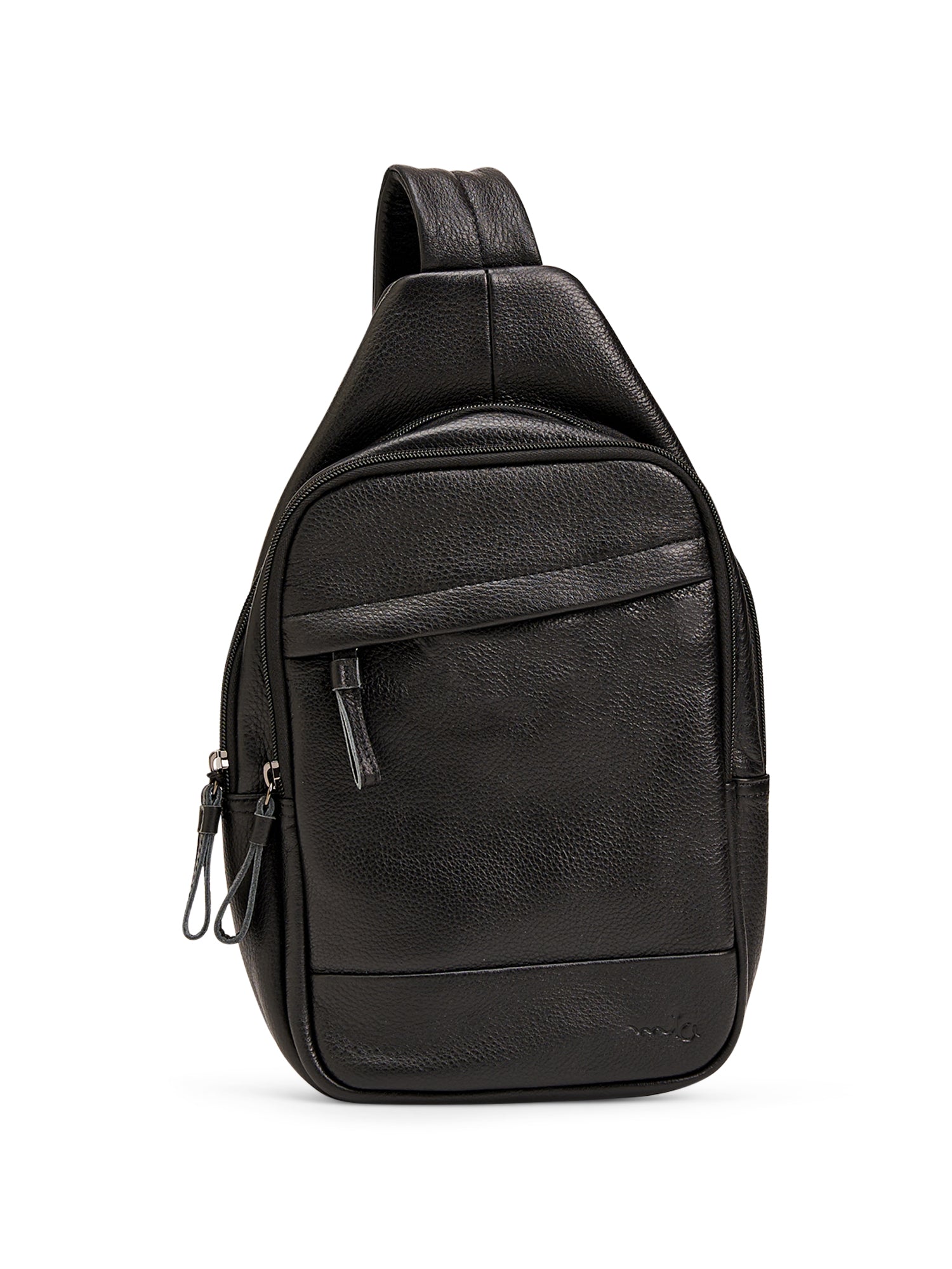 Black diagonal back leather bag