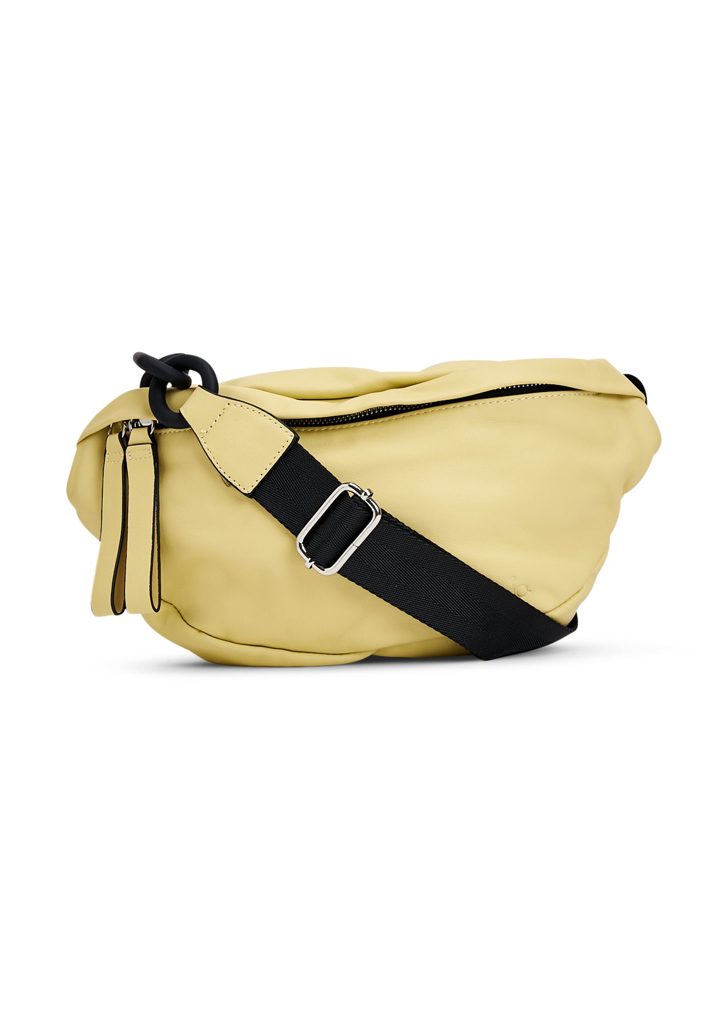 Leather pouch bag with yellow hinges