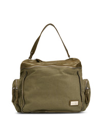 Dark green canvas and leather top zip backpack - 99
