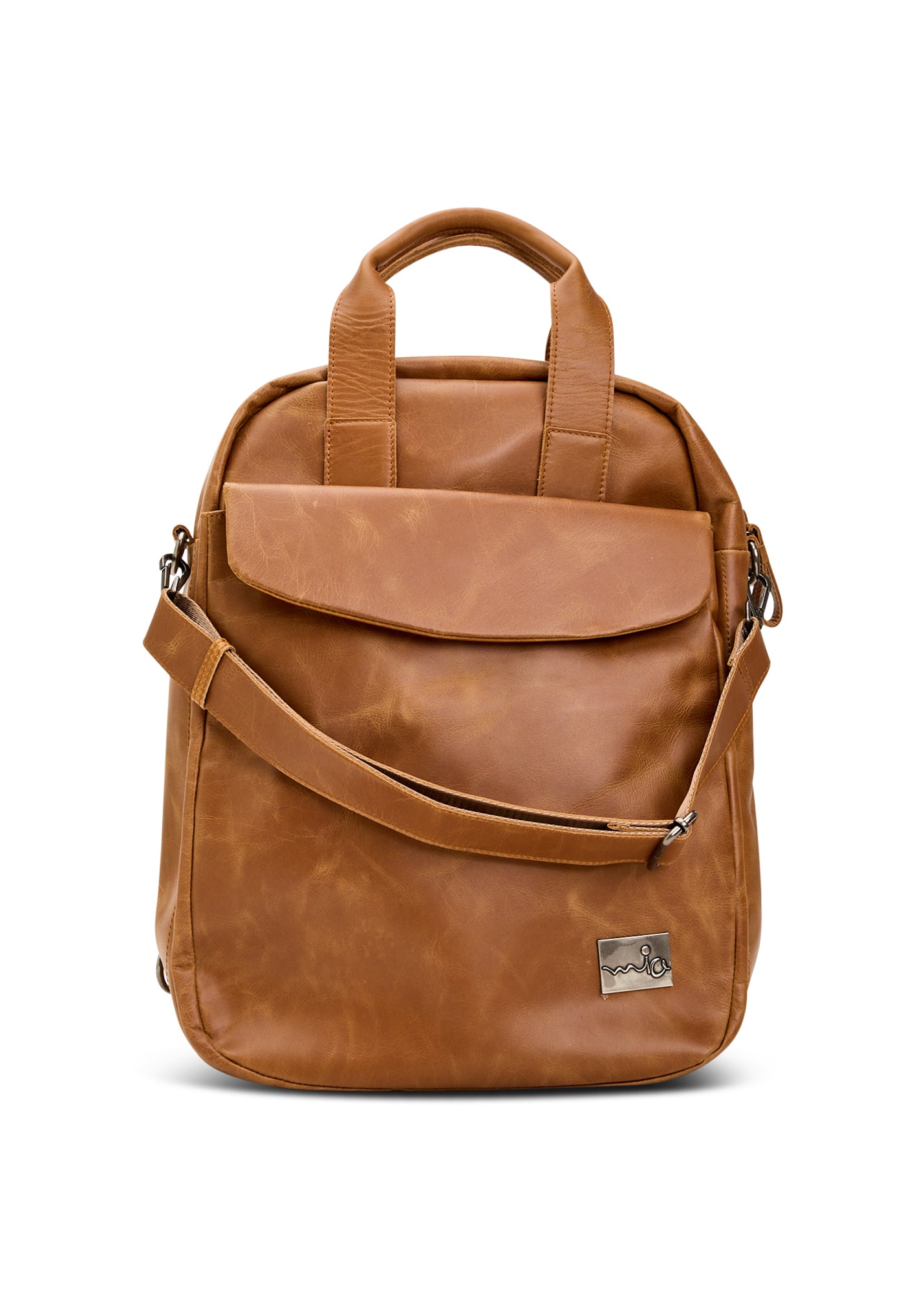 תיק גב עור כיס קידמי גדול חום