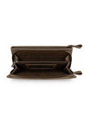 ארנק נפתח מגנט חום - פתוח מבפנים, תאים לכרטיסים וכיס רוכסן
