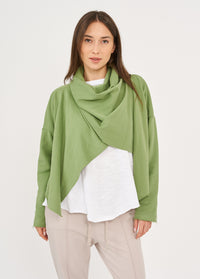 Short green wrap scarf top - 99