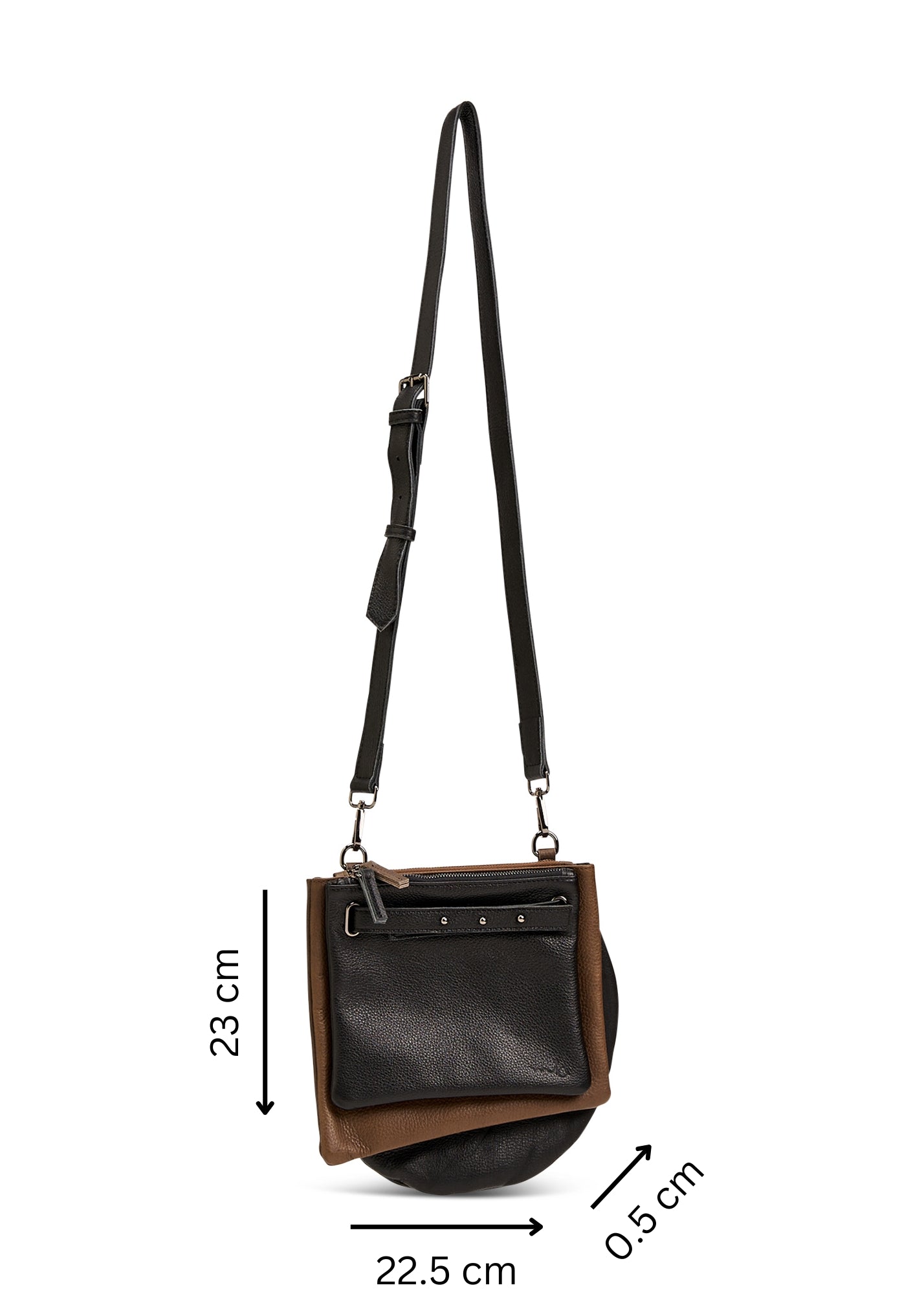 Black three-pocket leather evening bag