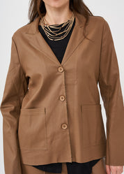 Brown leatherette exterior stitching blazer