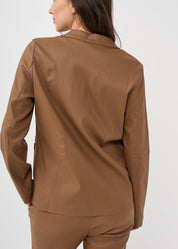 Brown leatherette exterior stitching blazer