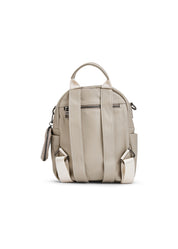 Leather backpack front pocket and stone wallet