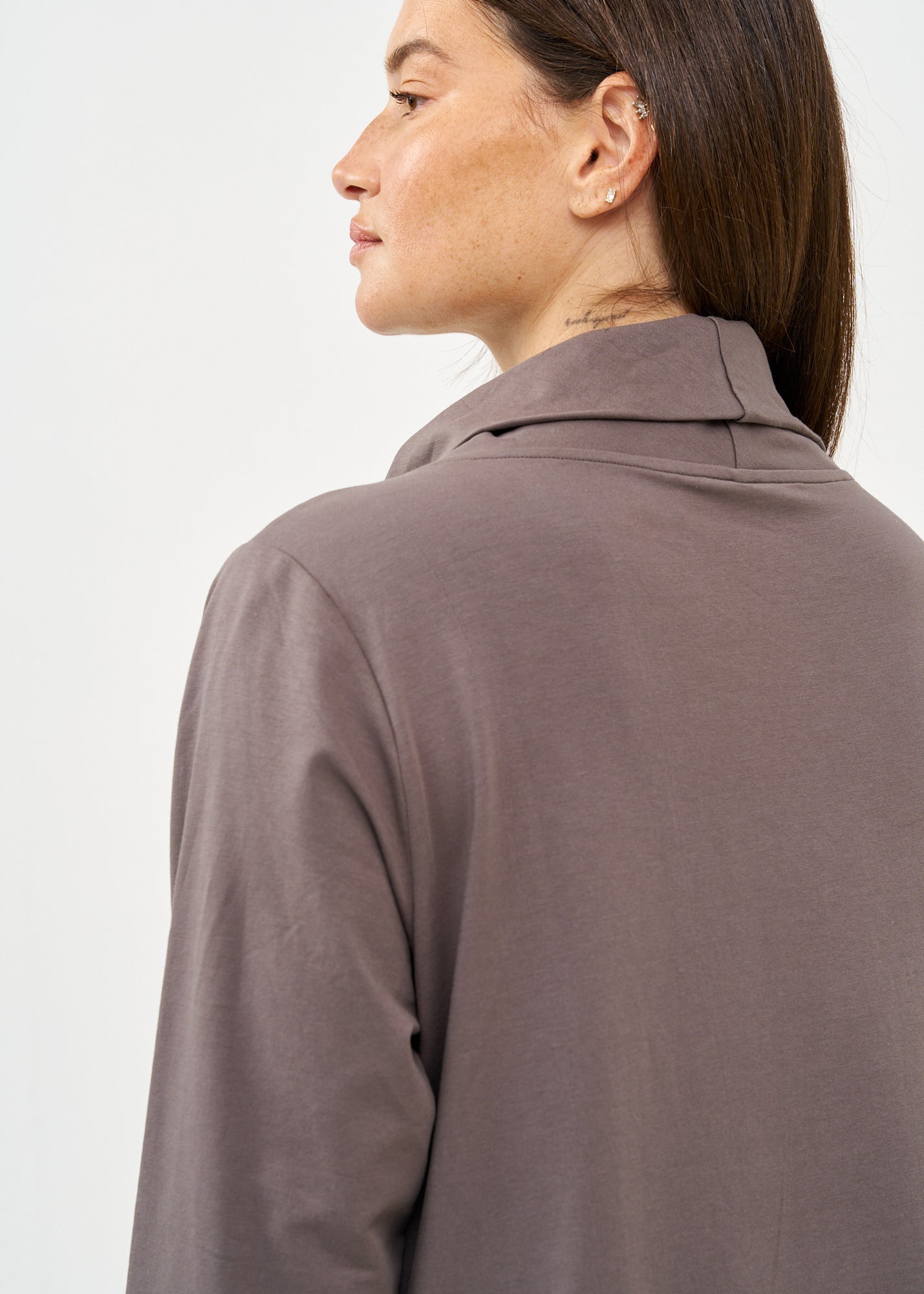 שמלה שרוול ארוך גולף ורוכסן אפור כהה