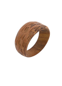 Brown combed painted wooden bracelet - 17