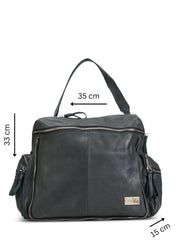 Black top zipper leather backpack