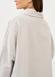 סווטשירט אסימטרי עם רוכסן אפור בהיר