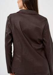 Burgundy leather-look outer stitching blazer