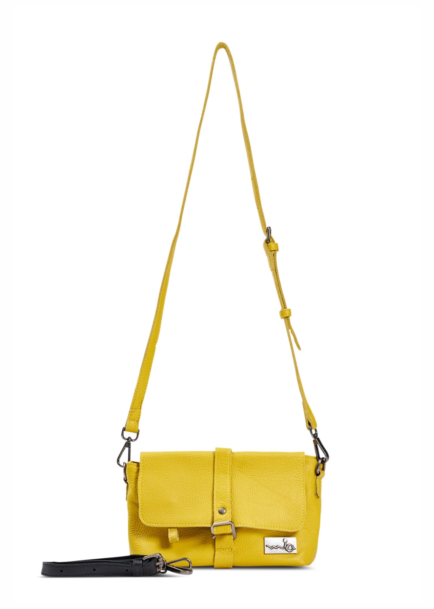 תיק עור ערב סגירת אבזם ורצועה נוספת חרדל