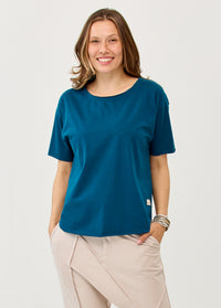 Blue Round Hem Short Sleeve T-Shirt - 01