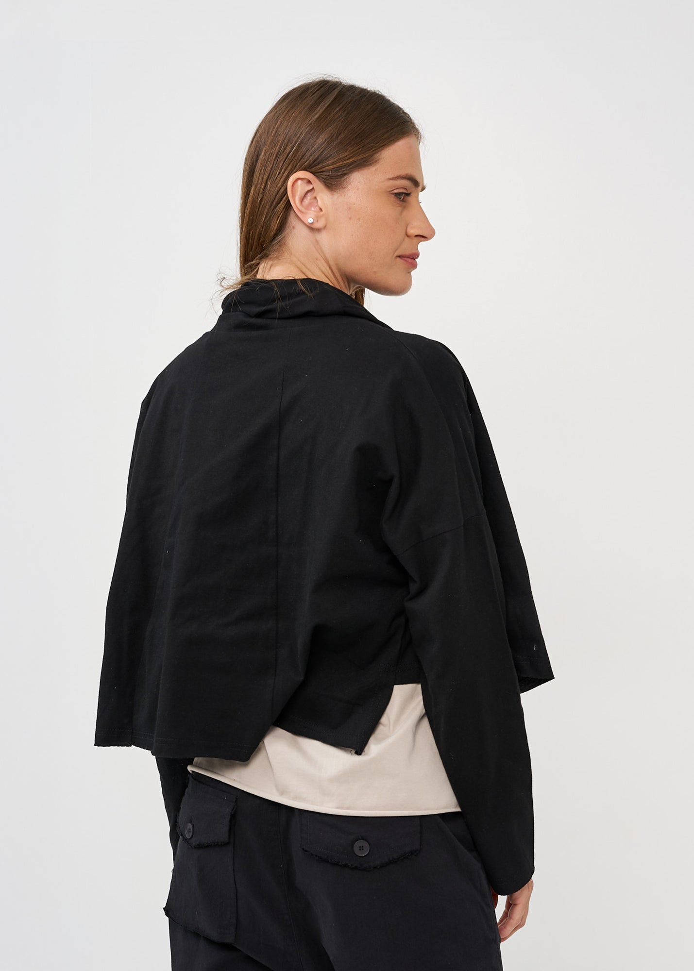 Thin black wrapped scarf top