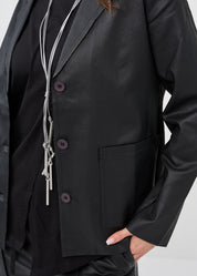 Black leatherette exterior stitching blazer