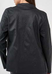 Black leatherette exterior stitching blazer