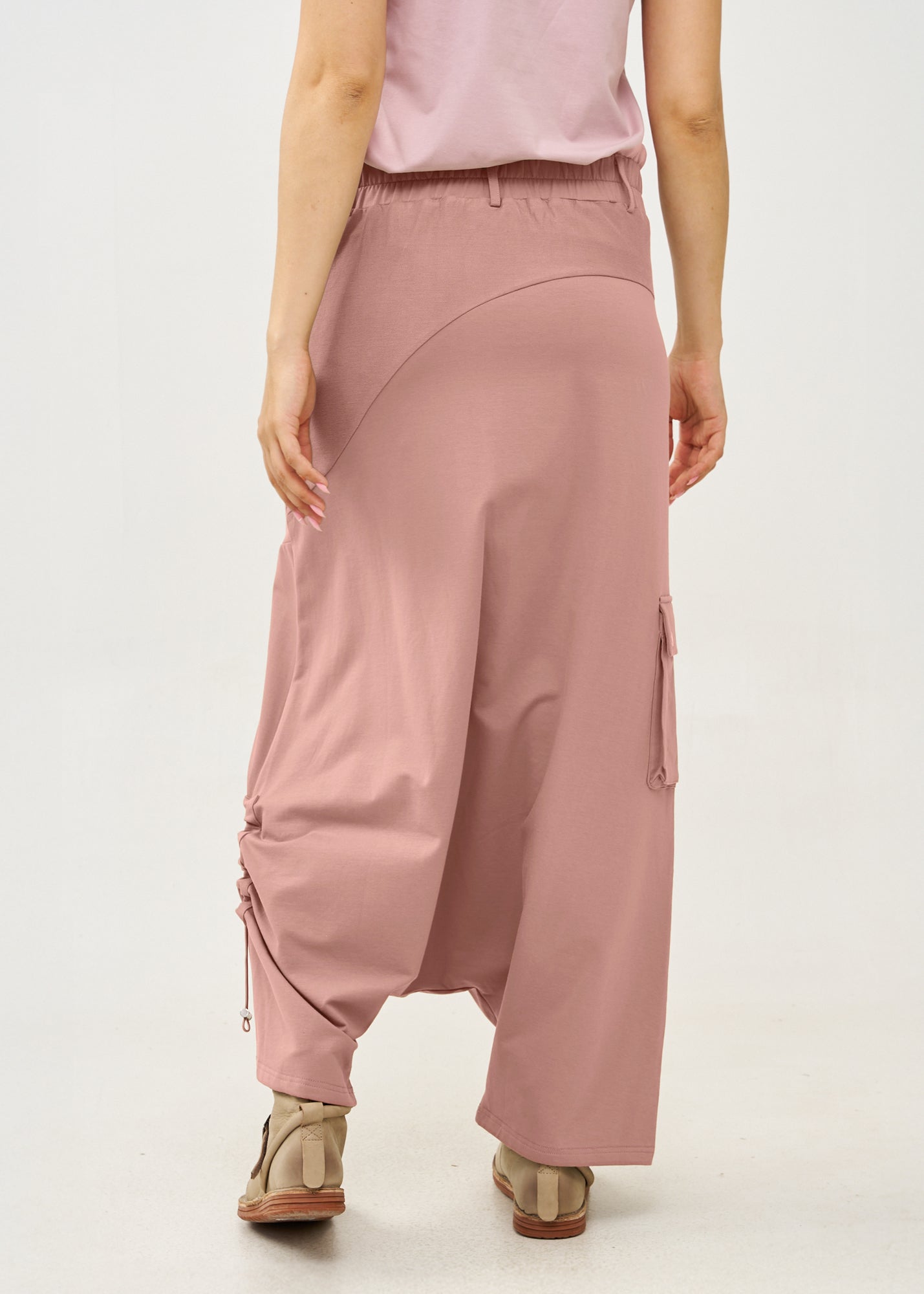 מכנס חצאית עם כיס וכיווץ ורוד