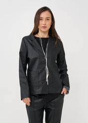 Black leatherette exterior stitching blazer