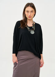 חולצה ארוכה בד סלאב שחור