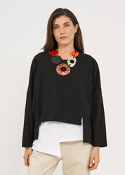 חולצה אוברסייז שרוול ארוך שחור