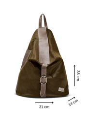 תיק גב עור משולש שילוב צבעים ירוק