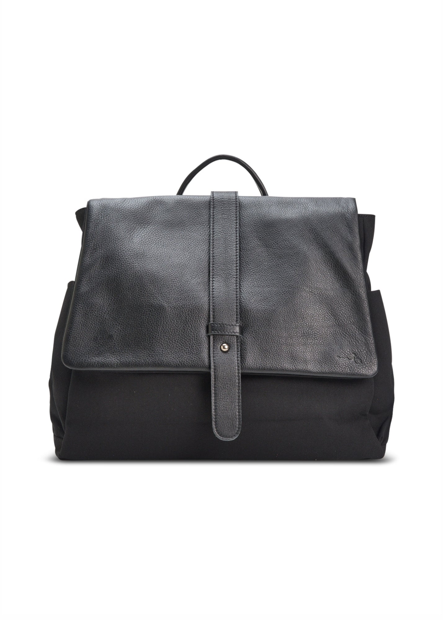 Black leather clafa canvas backpack